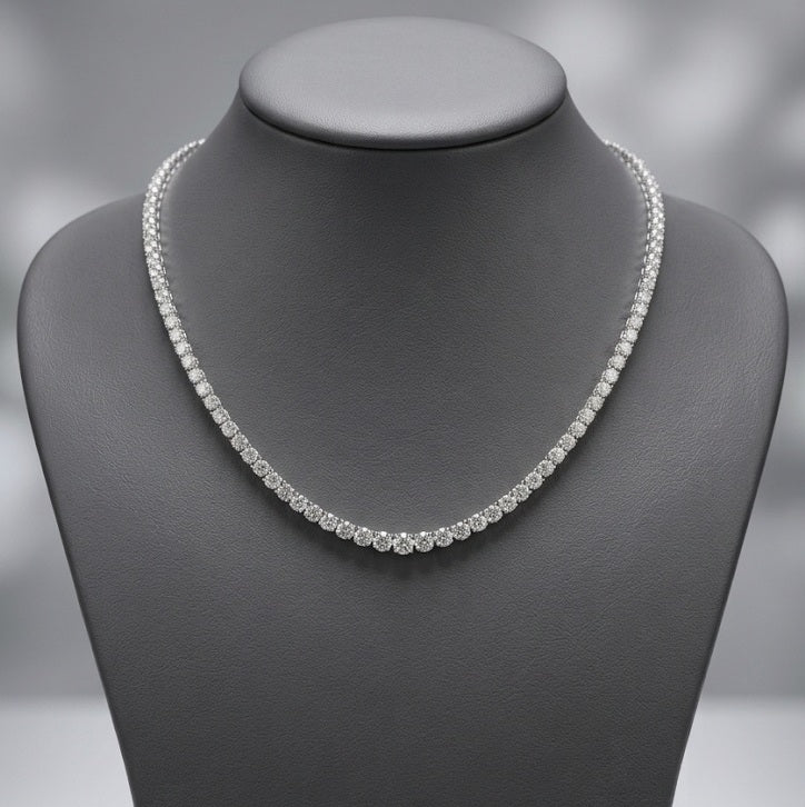 15.50Ct Round Lab Grown Diamond Graduated Necklace in Hallmarked 9k White Gold - D/VVS