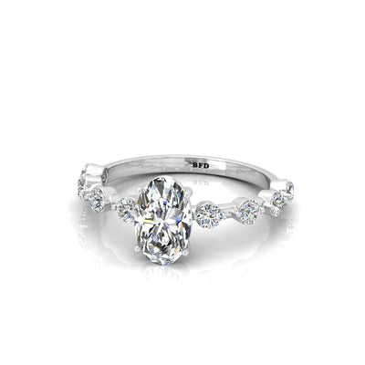 F/VS 2.00-3.00 CT Oval Cut Lab Diamond Designer Engagement Ring in Platinum