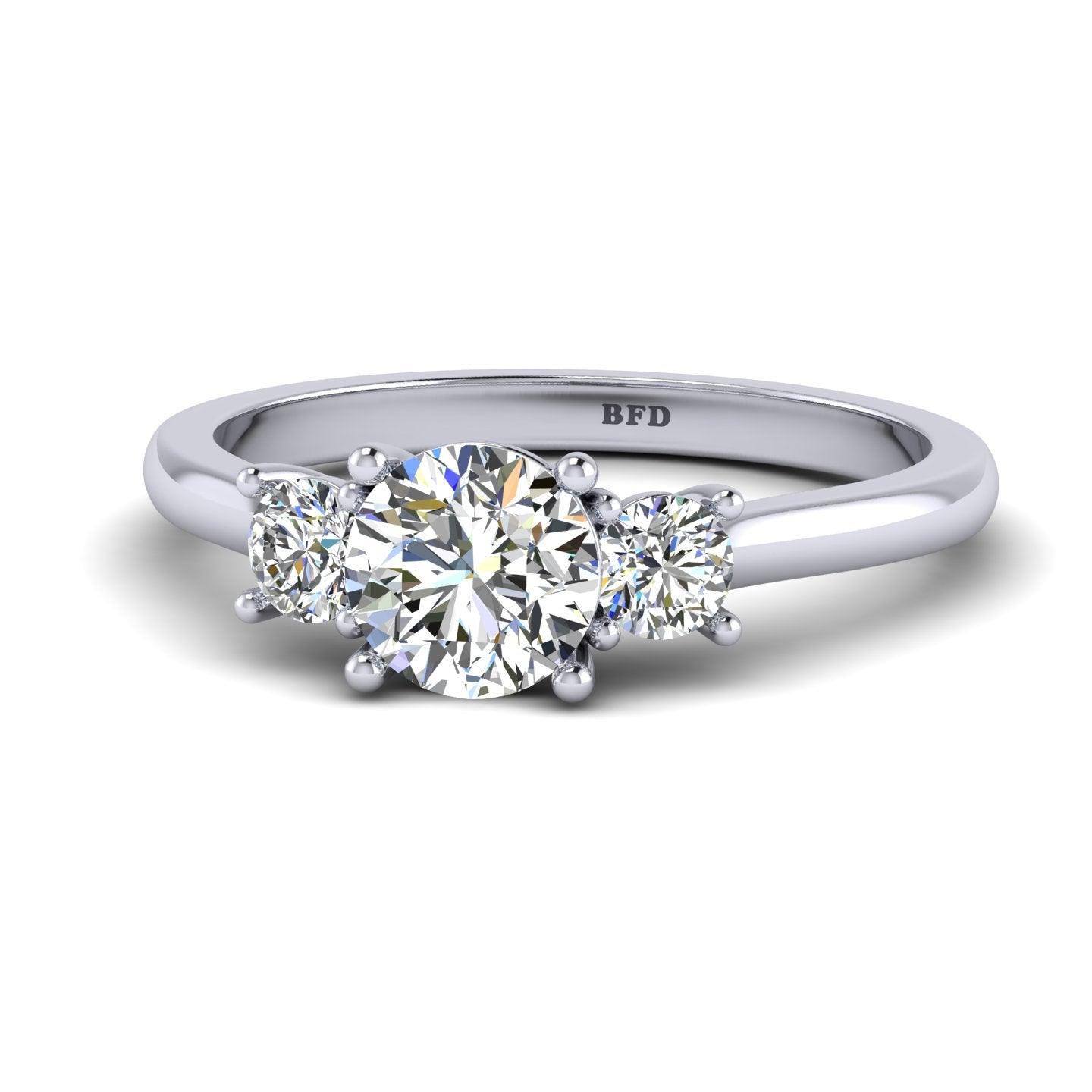 Casual Round Diamond Trilogy Engagement Ring in Platinum 1.00Ct-3.00Ct