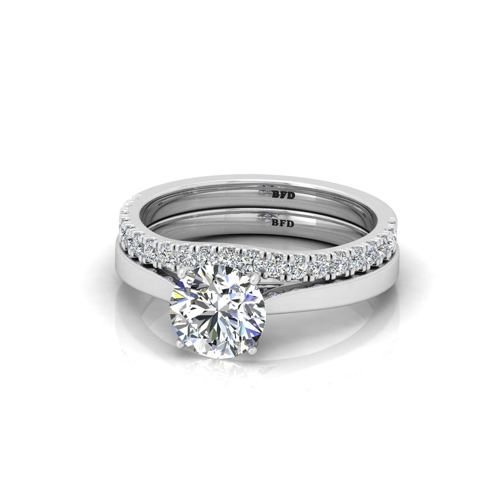 Certified Round Diamond Solitaire Engagement Ring With Curved Matching Band 1.50Carat E/VS