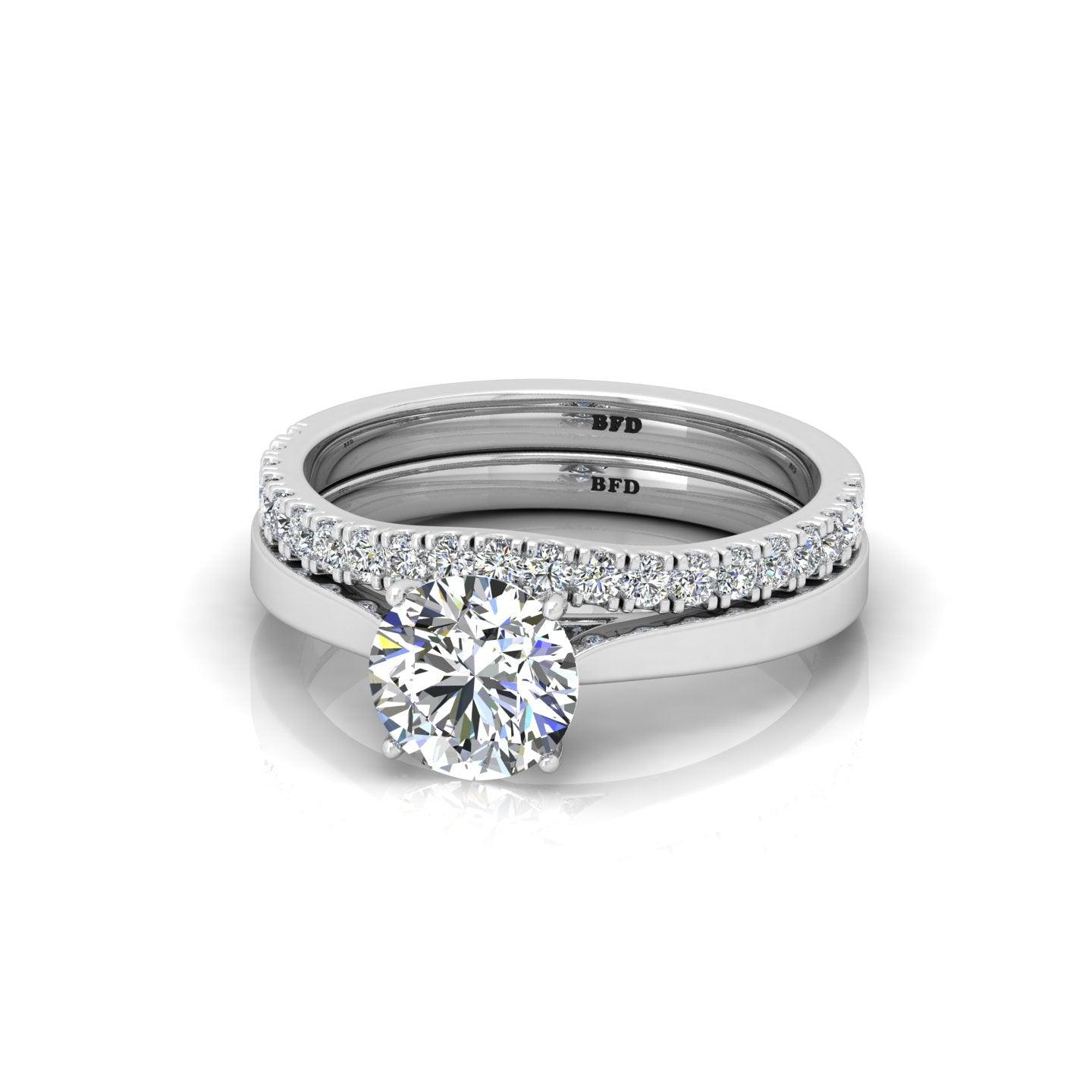 Certified Round Diamond Solitaire Engagement Ring With Curved Matching Band 1.50Carat E/VS
