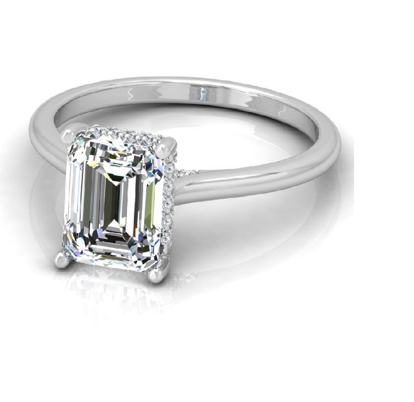 IGI Certified 1.70CT D/VS Emerald Diamond Hidden Halo Engagement Ring - Platinum