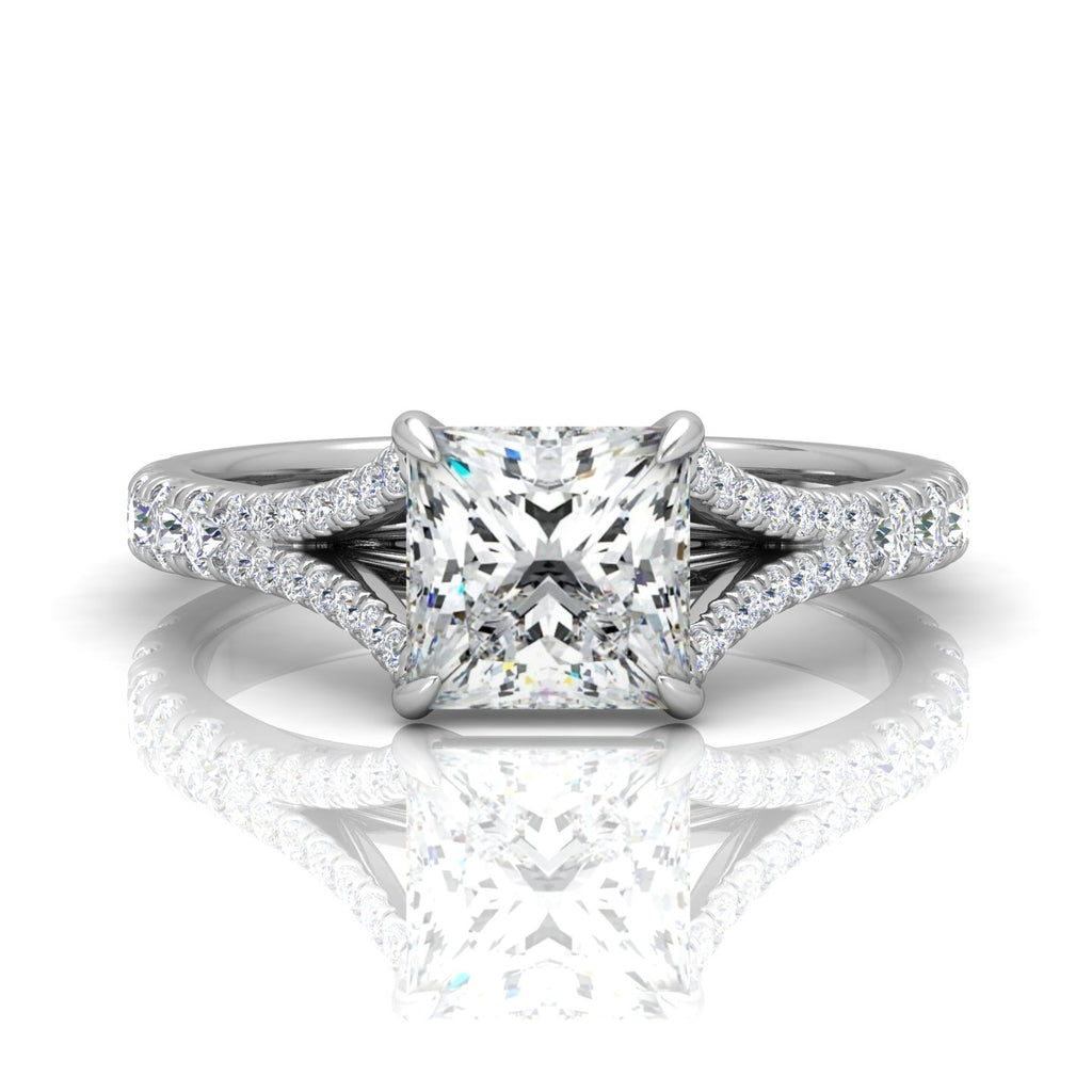 Julie Princess Diamond Split Shank Engagement Ring