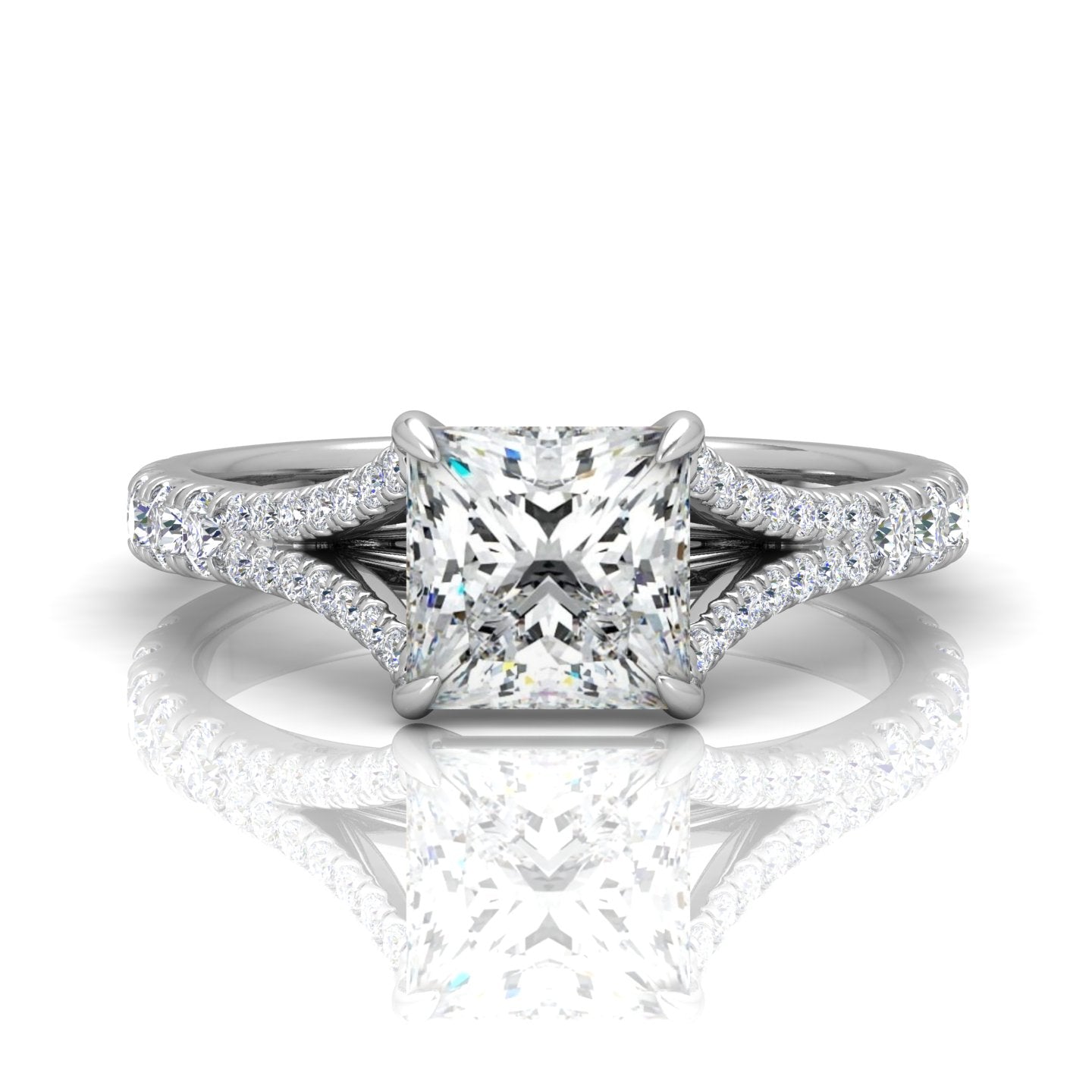 Julie Princess Diamond Split Shank Engagement Ring