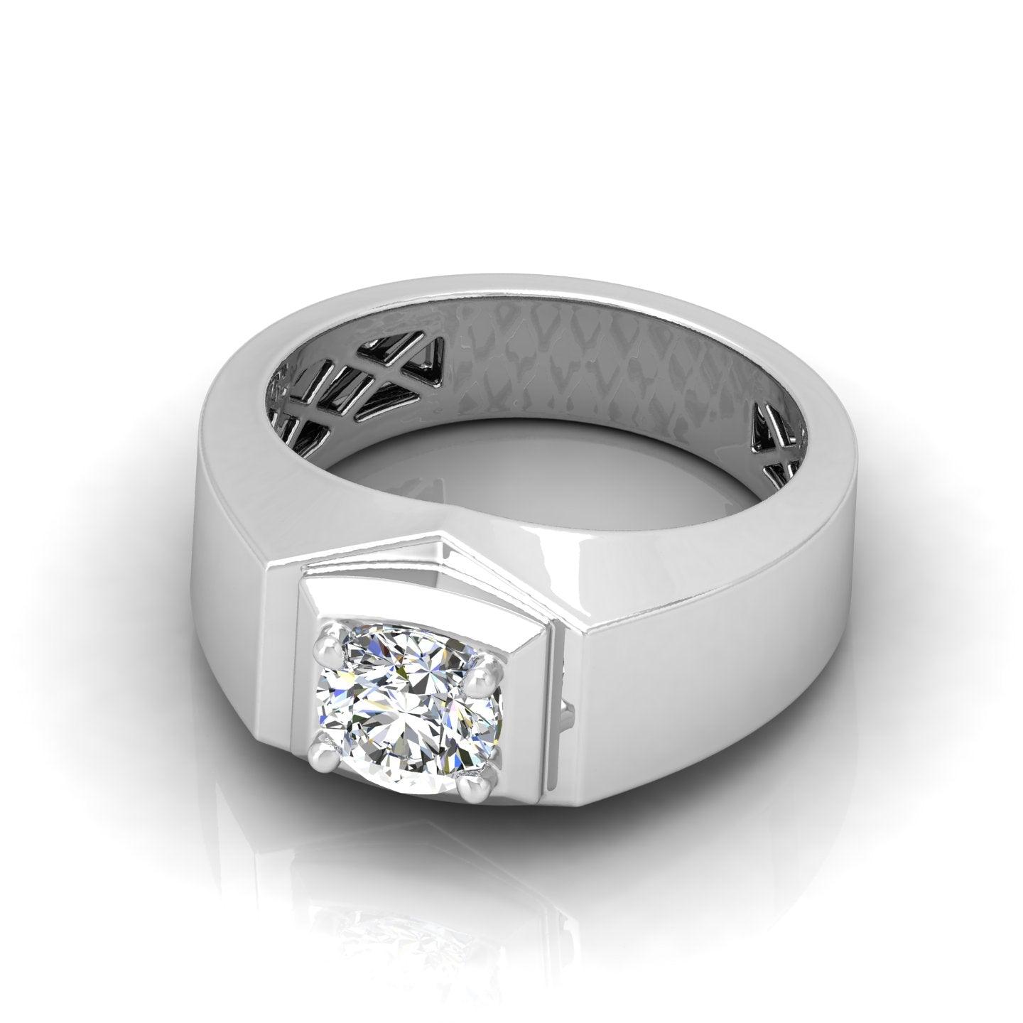 Certified F/VS Single Diamond Mens Solitaire Ring