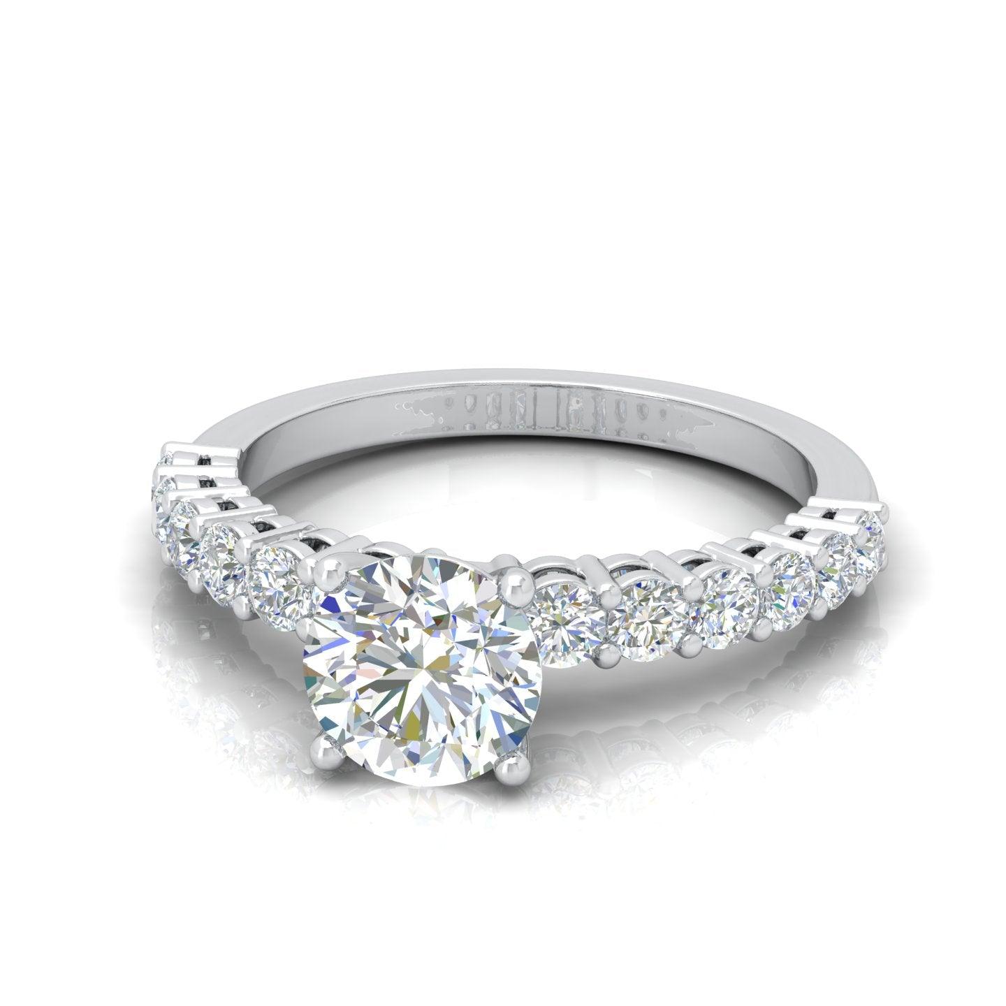 Round Diamond Designer Engagement Ring in Gold / Platinum 1.50Ct