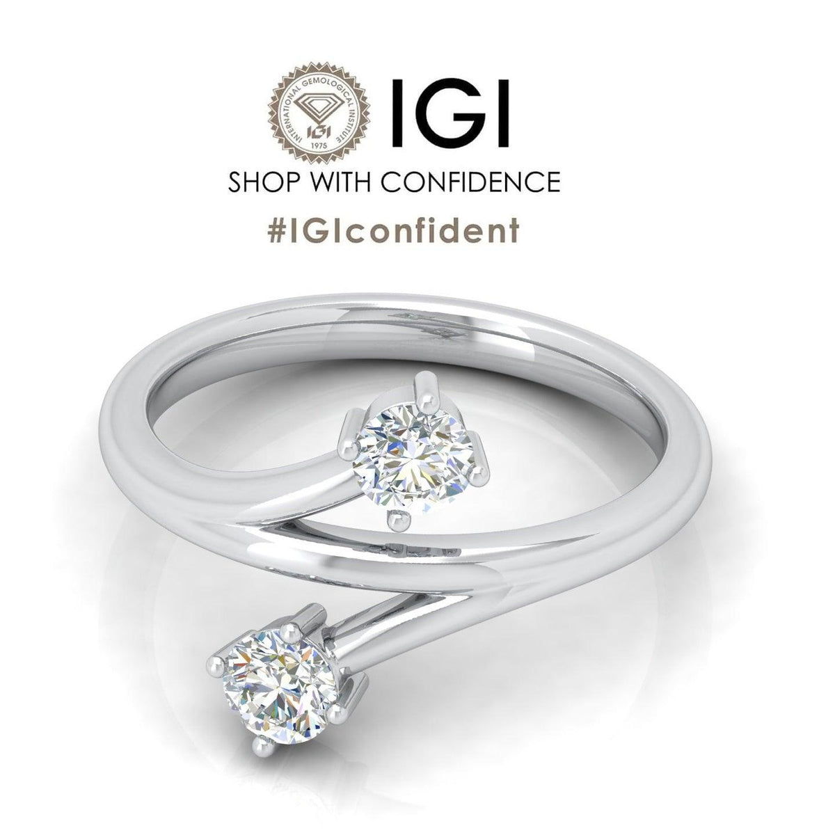 IGI Certified 2.00 Ct F/VS Round Diamond Solitaire Toi-Moi  Ring - amadadiamonds