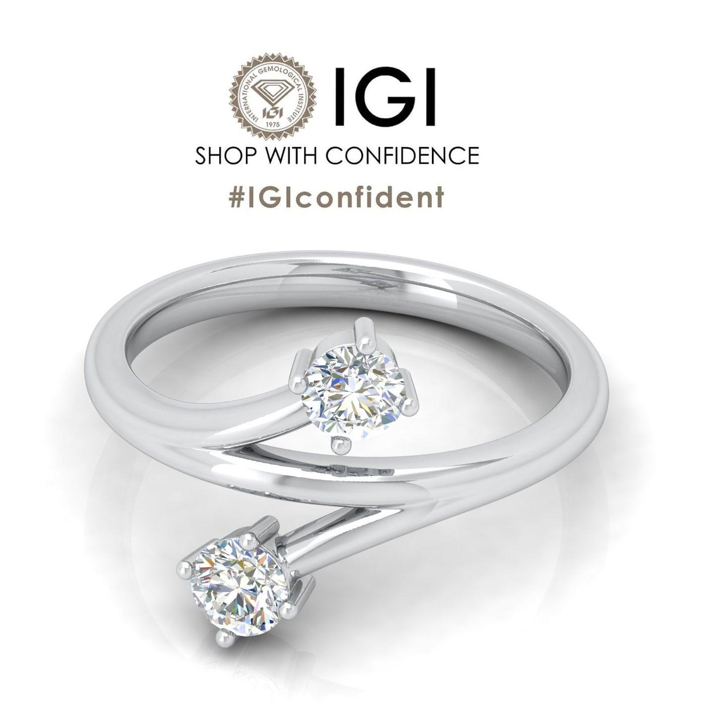 IGI Certified 2.00 Carat F/VS Round Diamond Solitaire Toi-Moi Engagement Ring - amadadiamonds