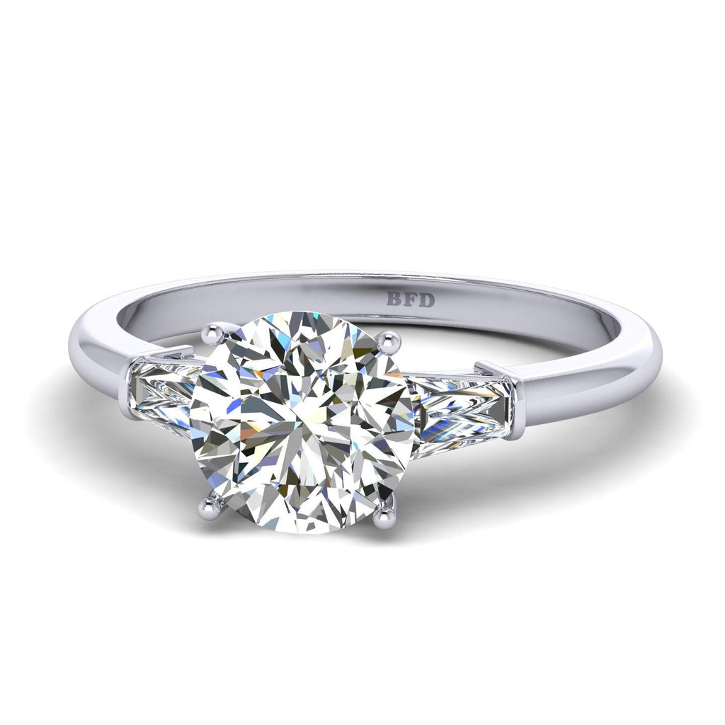 Round & Tapper Diamond Trilogy Engagement Ring in Platinum 1.00Ct-3.00Ct
