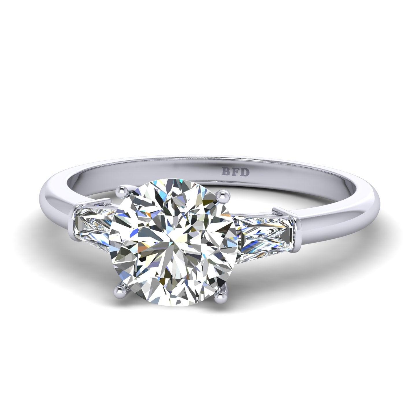 Round & Tapper Diamond Trilogy Engagement Ring in Platinum 1.00Ct-3.00Ct