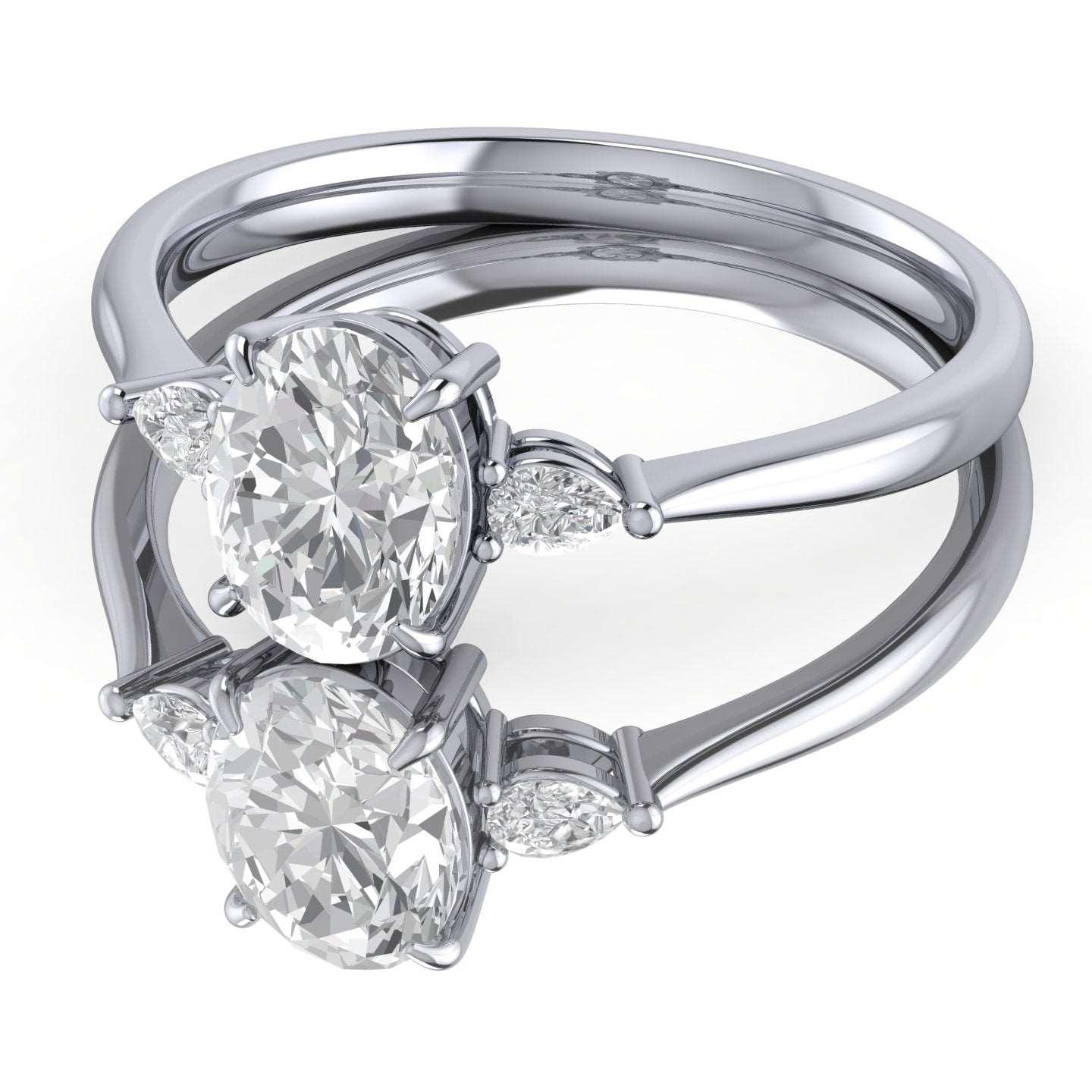 4.50Ct - 5.50CT IGI Certified Oval Diamond Trilogy Engagement Ring in Platinum