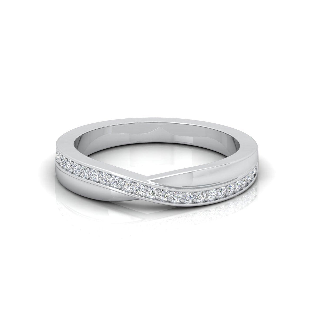 D/VS 0.25 Carat Round Diamond Designer Half Eternity Wedding Ring - amadadiamonds