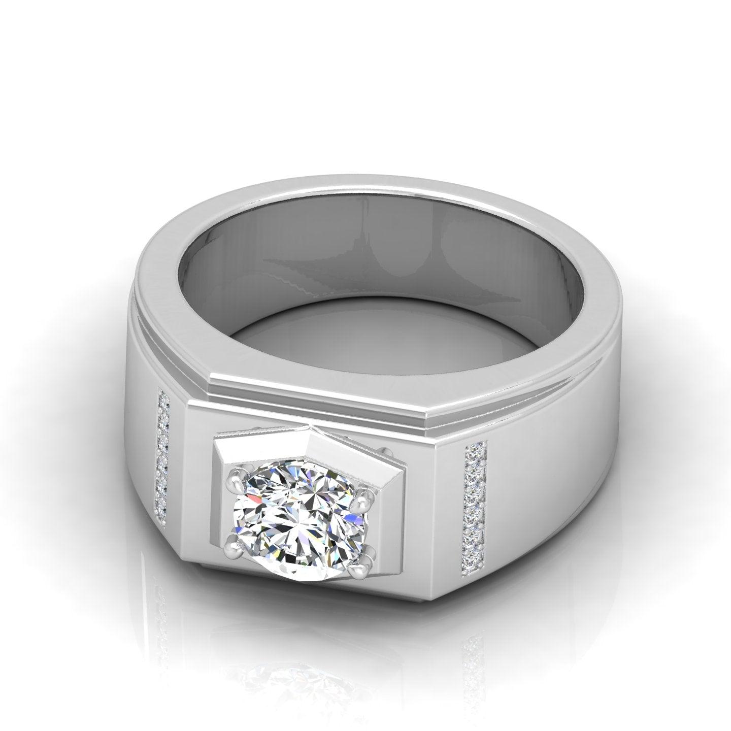 Certified F/VS 1.00Ct Round Diamond Solitaire With Accents Engagement Ring For Him