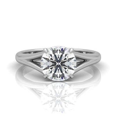 Classic Round Diamond Split Shank Solitaire Engagement Ring