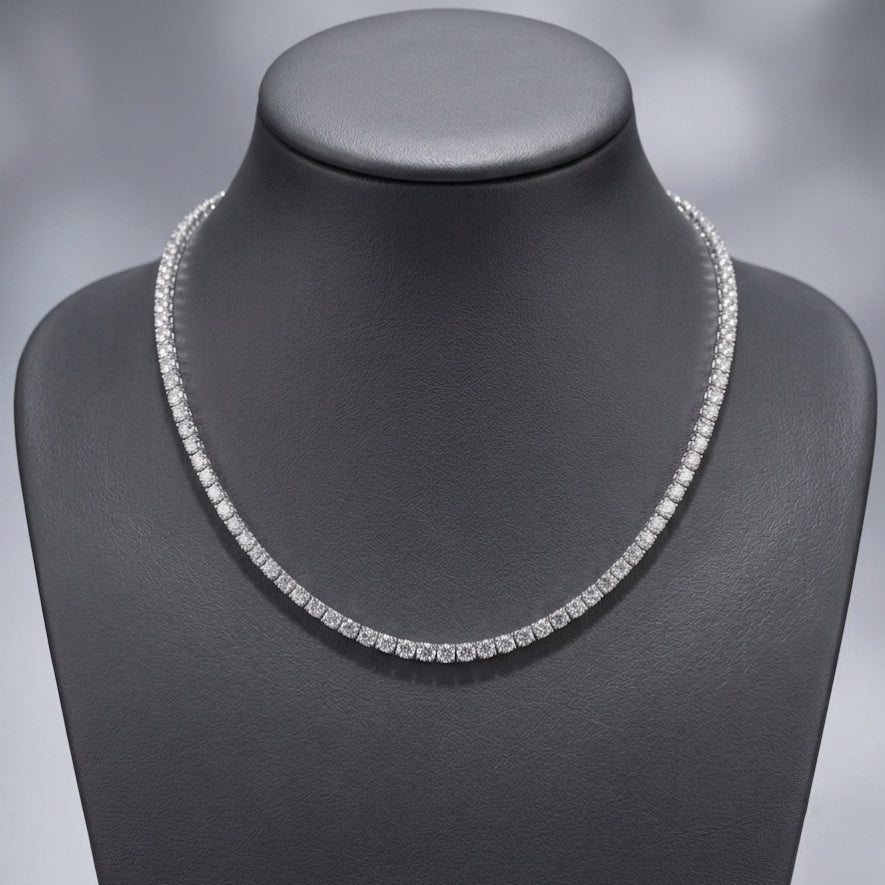 14.50ct D/VVS Lab Diamond Tennis Necklace in 9K White Gold