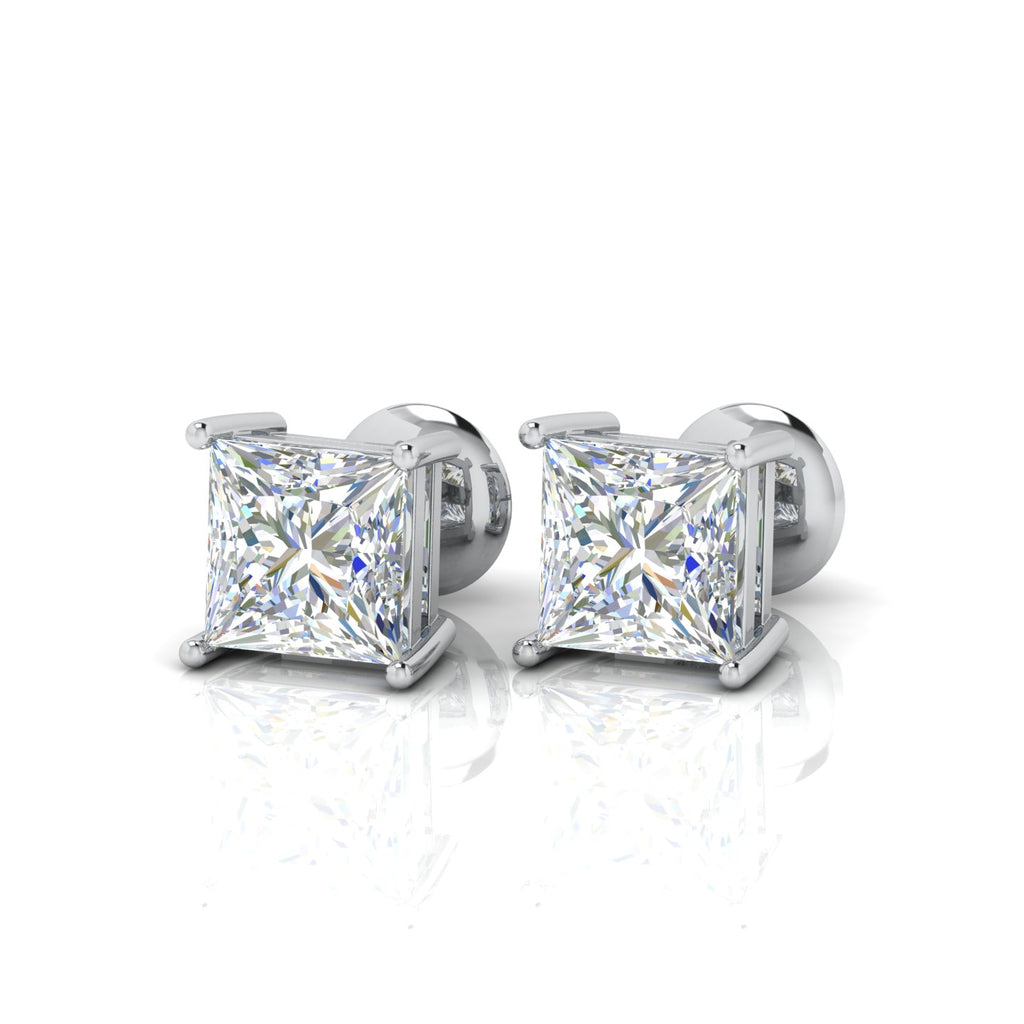 Special Deal Certified F/VVS-VS 5.17Ct Hugh Princess Cut Diamond Stud Earrings In Platinum