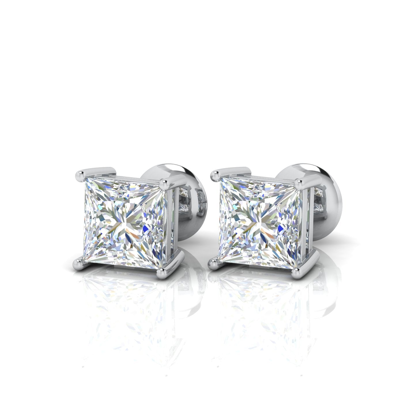 Special Deal Certified F/VVS-VS 5.17Ct Hugh Princess Cut Diamond Stud Earrings In Platinum