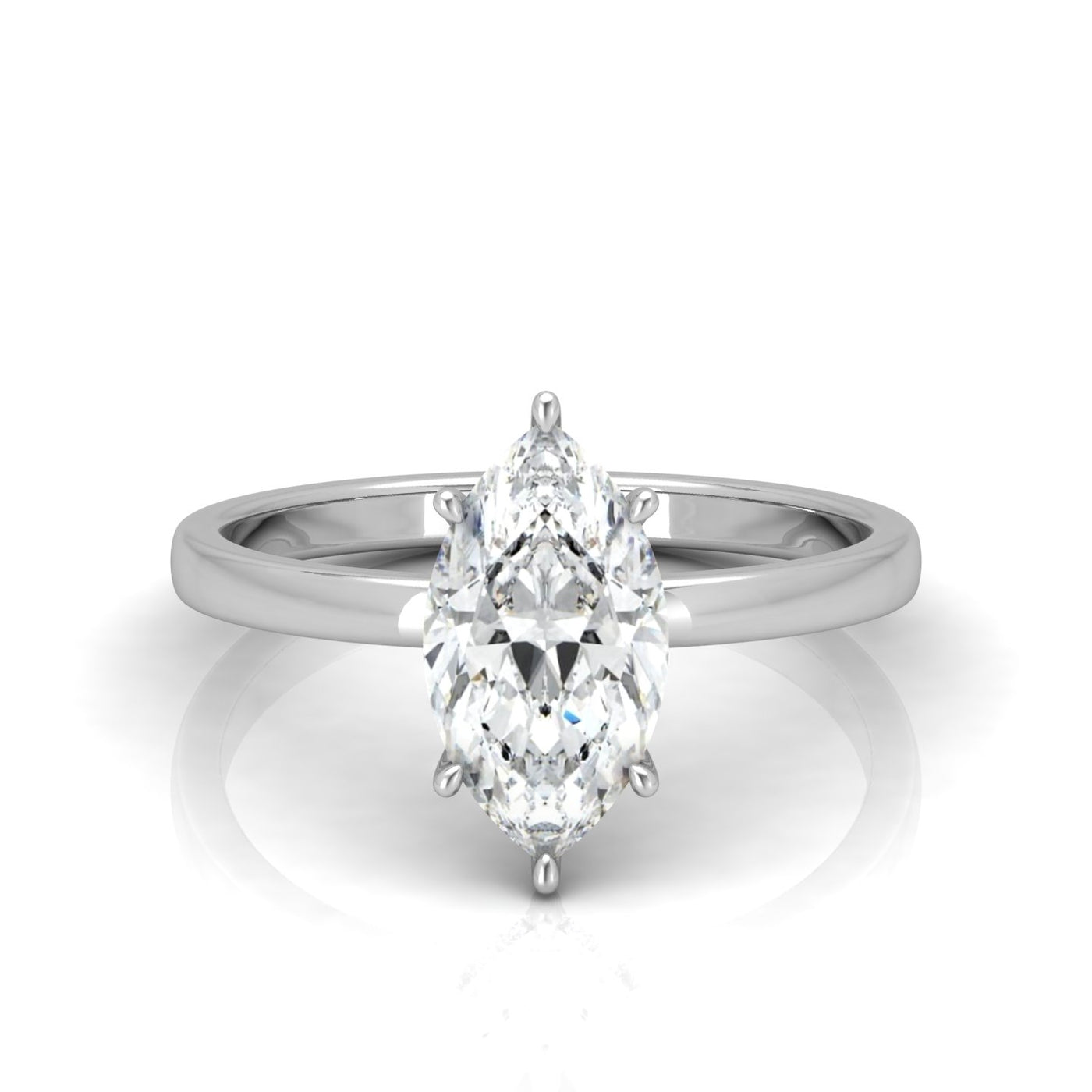 Classic Solitaire Hidden Halo Engagement Ring Marquise