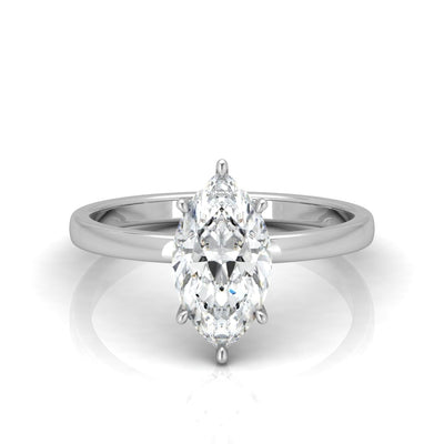 Classic Solitaire Hidden Halo Engagement Ring Marquise