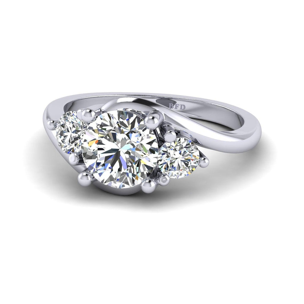 Classic Round Diamond Trilogy Engagement Ring in Platinum 1.00Ct-3.00Ct