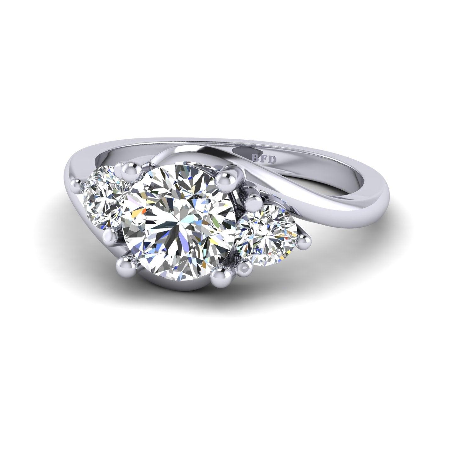 Classic Round Diamond Trilogy Engagement Ring in Platinum 1.00Ct-3.00Ct