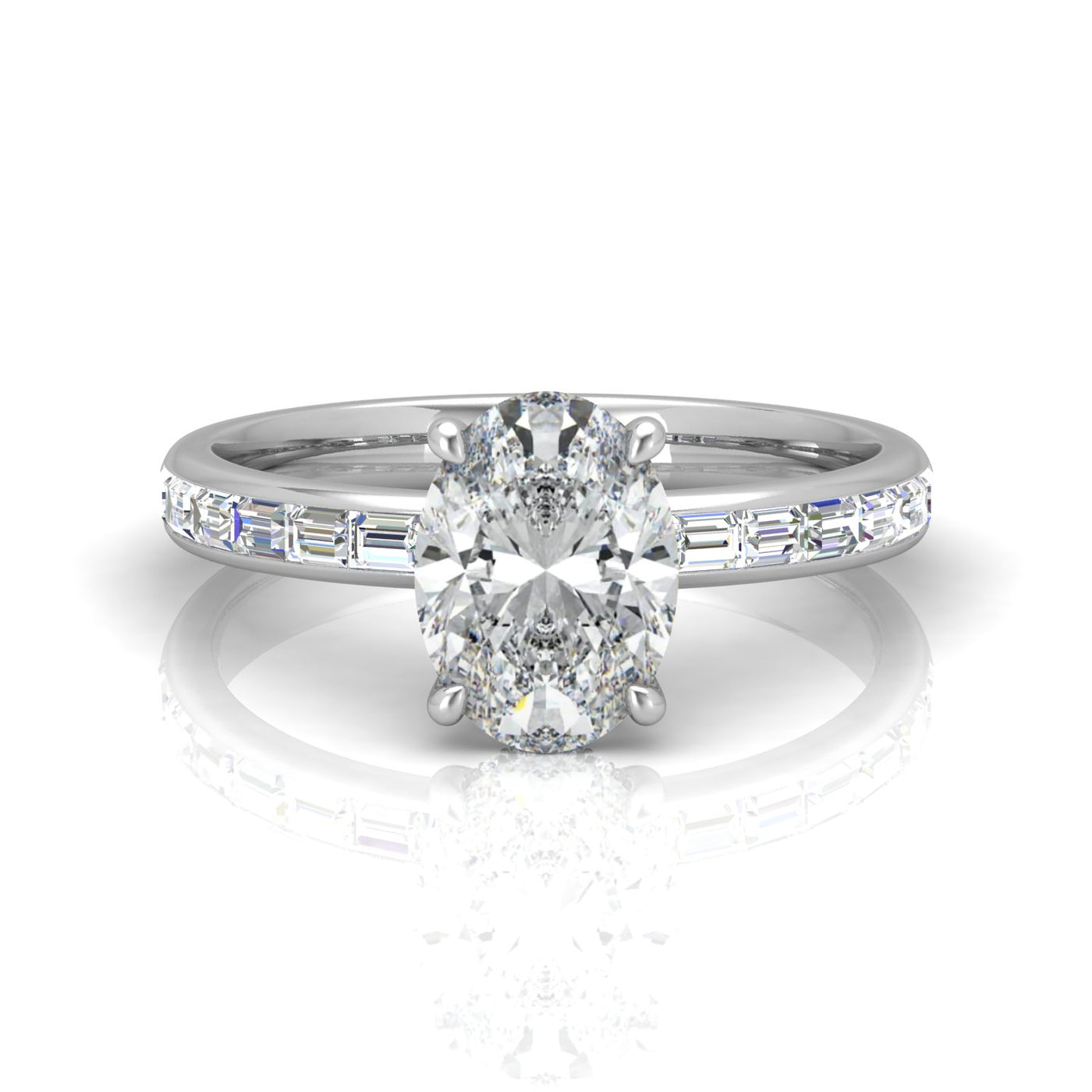 Classic Hidden Halo Channel Set Engagement Ring - Oval