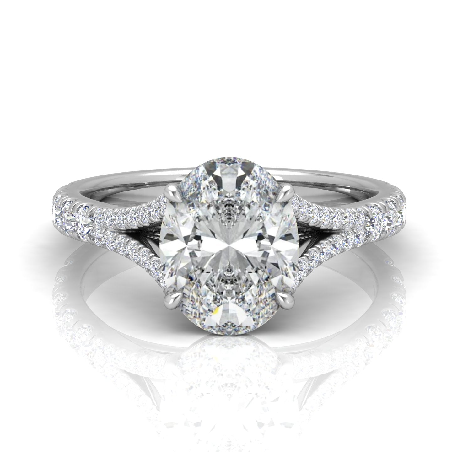 Julie Oval Diamond Split Shank Engagement Ring