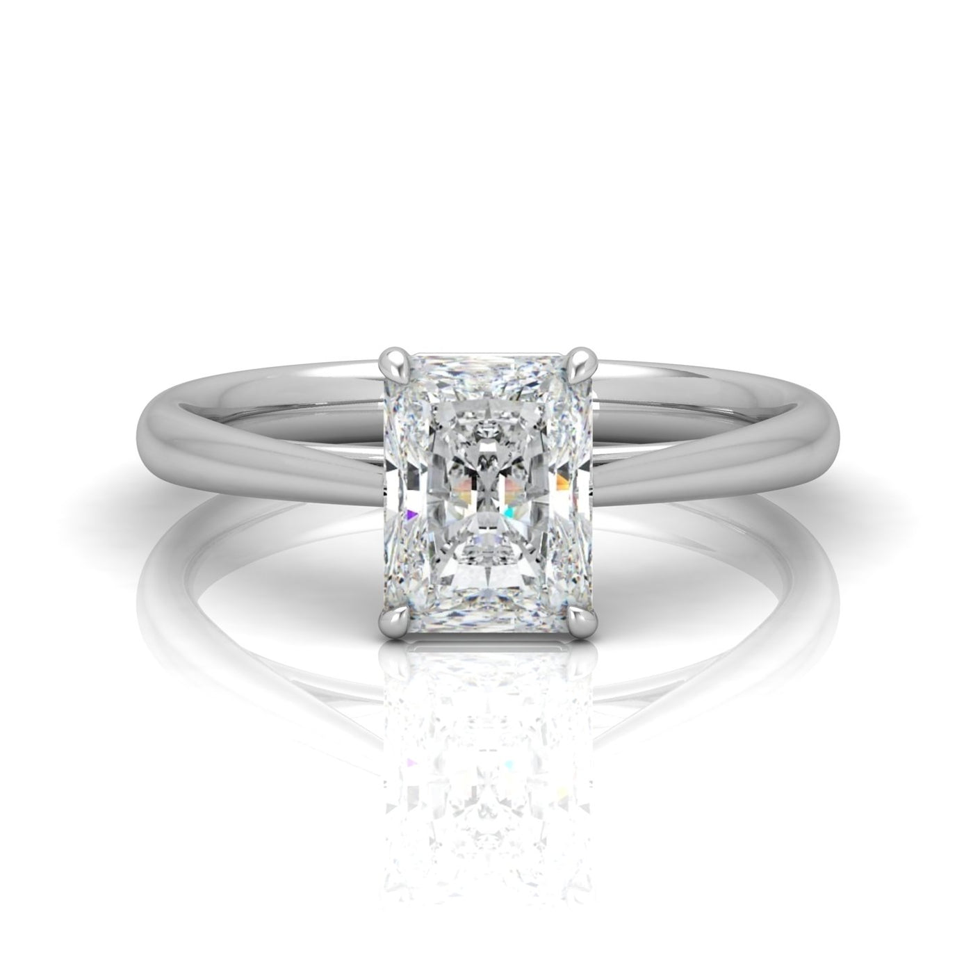 Radiant Diamond Cathedral Solitaire Ring