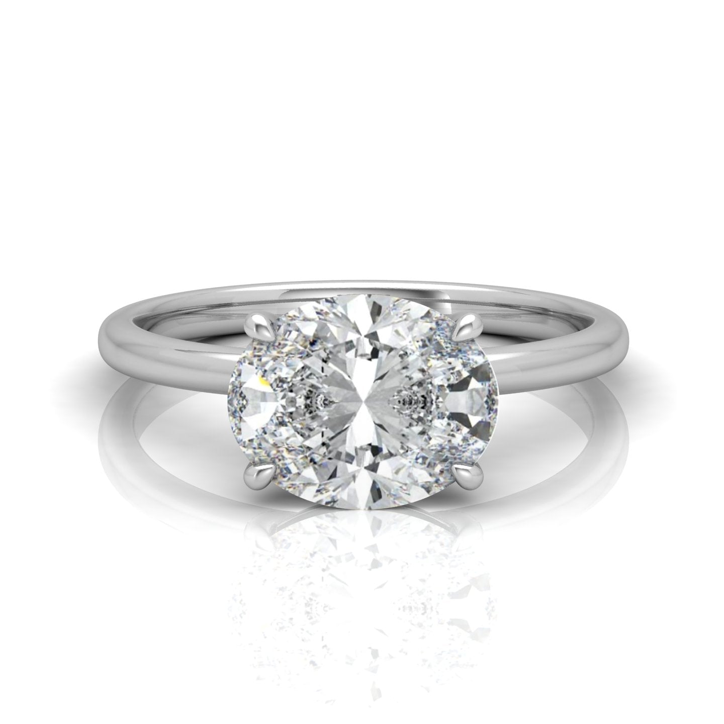 Classic East-West Solitaire Engagement Ring - Oval