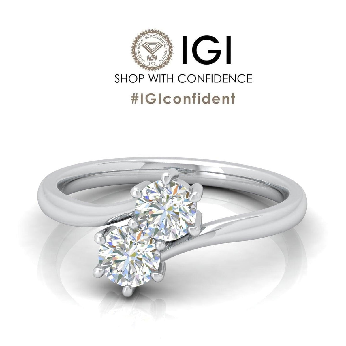 2.00 Ct D/VS IGI Certified Classic Round Diamond Solitaire Toi-Moi Ring - amadadiamonds