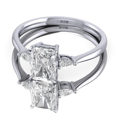 Radiant & Pear Diamond 3 Stone Engagement Ring in Platinum 2.00Ct