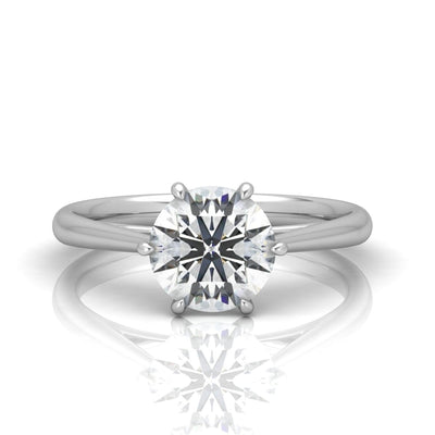 Round Diamond Six Prong Cathedral Solitaire Ring