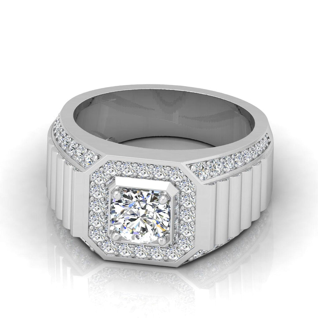 Certified F/VS 1.50Ct Round Diamond Mens Solitaire Hip Hop Ring