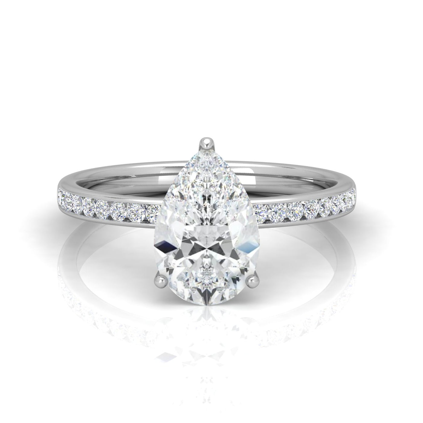 Channel Set Pear Diamond Engagement Ring