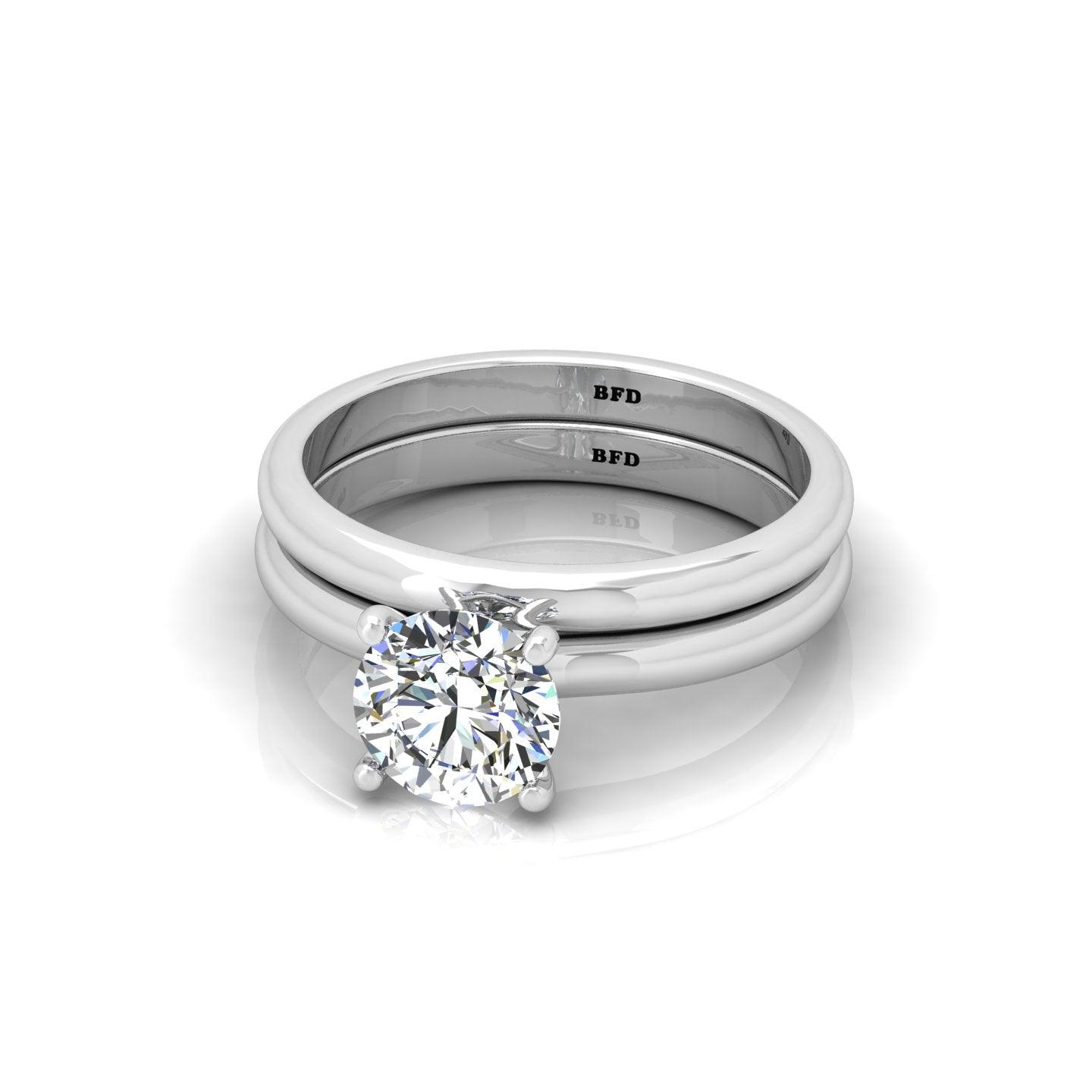 Certified Round Diamond Solitaire Bridal Set Ring 1.00Carat E/VS