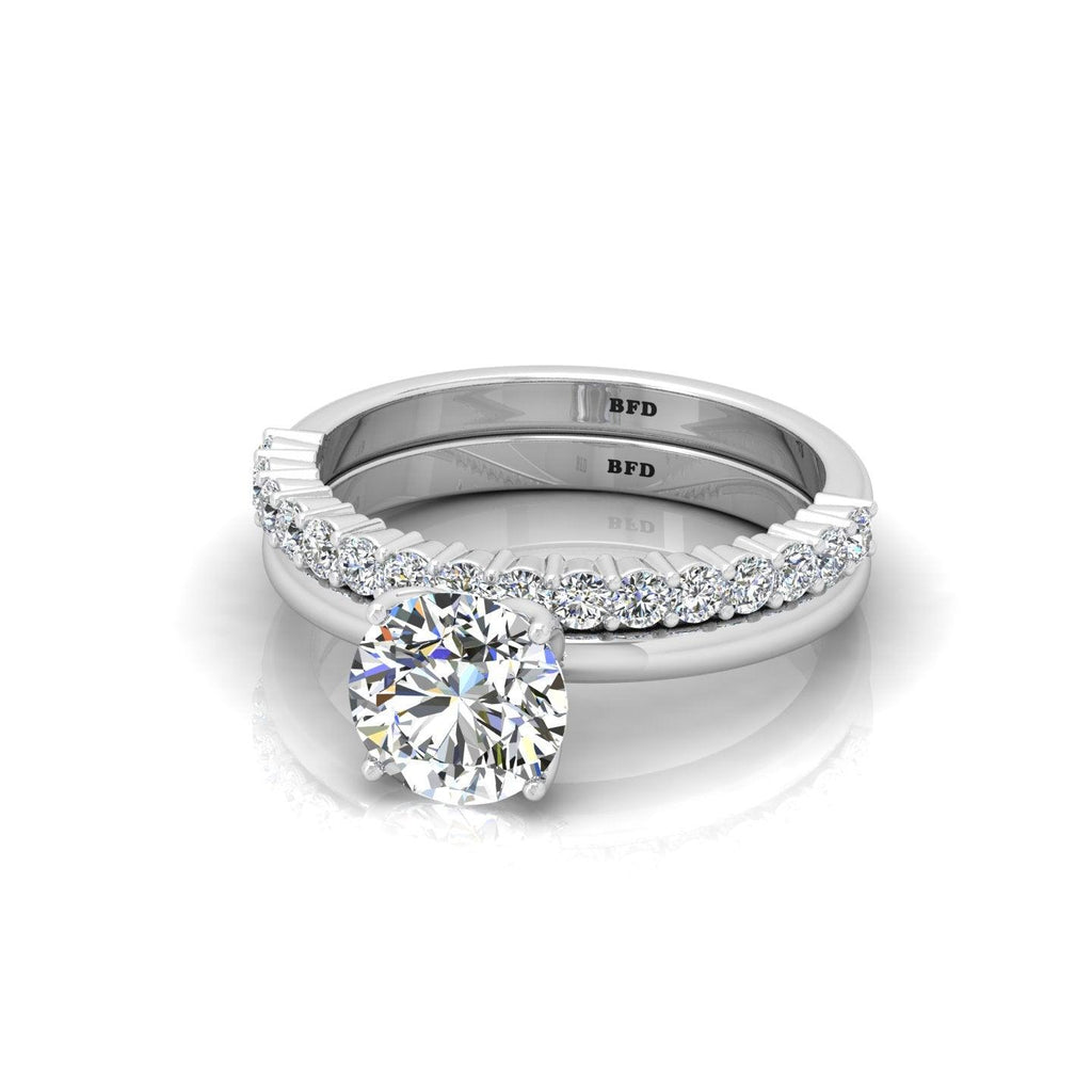 Certified Classic Round Diamond Solitaire Ring With Diamond Matching Band 1.50Ct E/VS