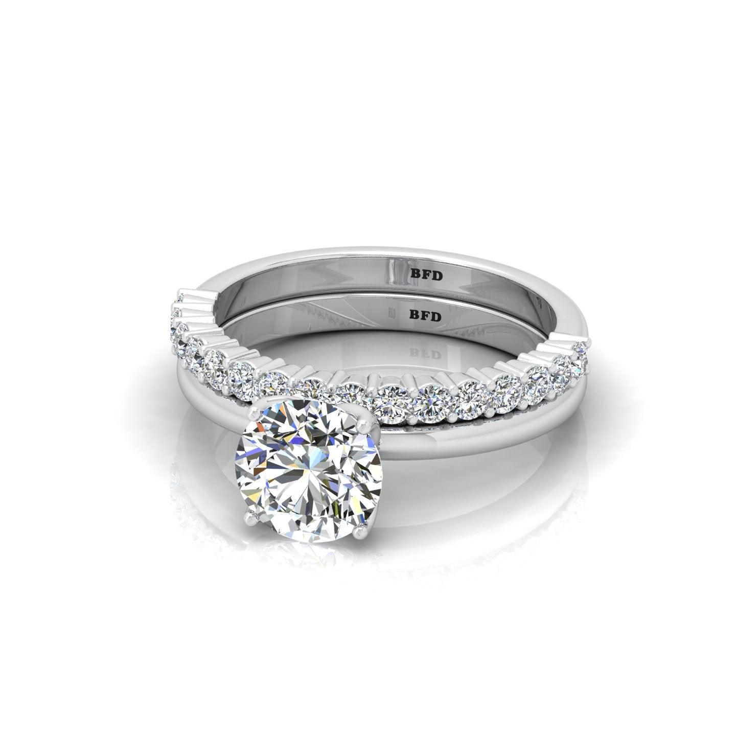 Certified Classic Round Diamond Solitaire Ring With Diamond Matching Band 1.50Ct E/VS