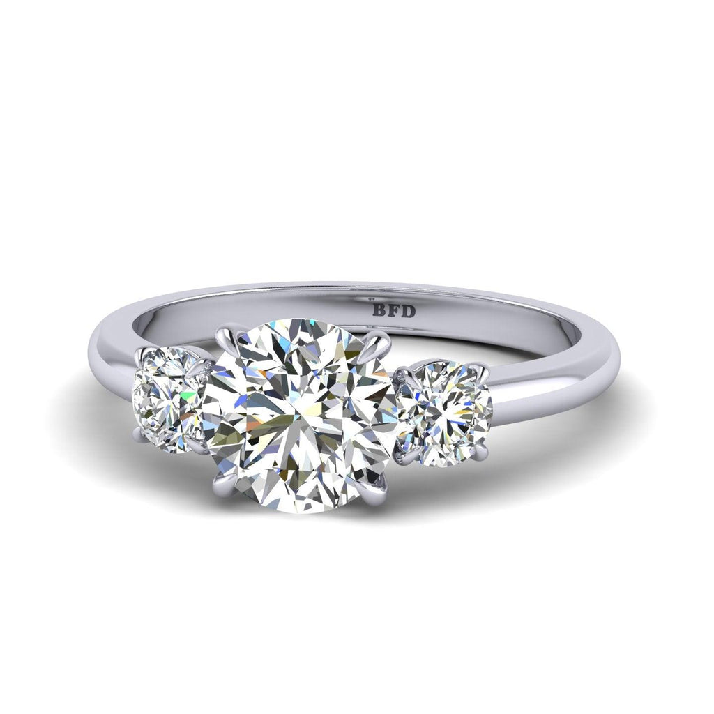 Round Diamond Three Stone Engagement Ring in Platinum 1.00Ct-3.00Ct