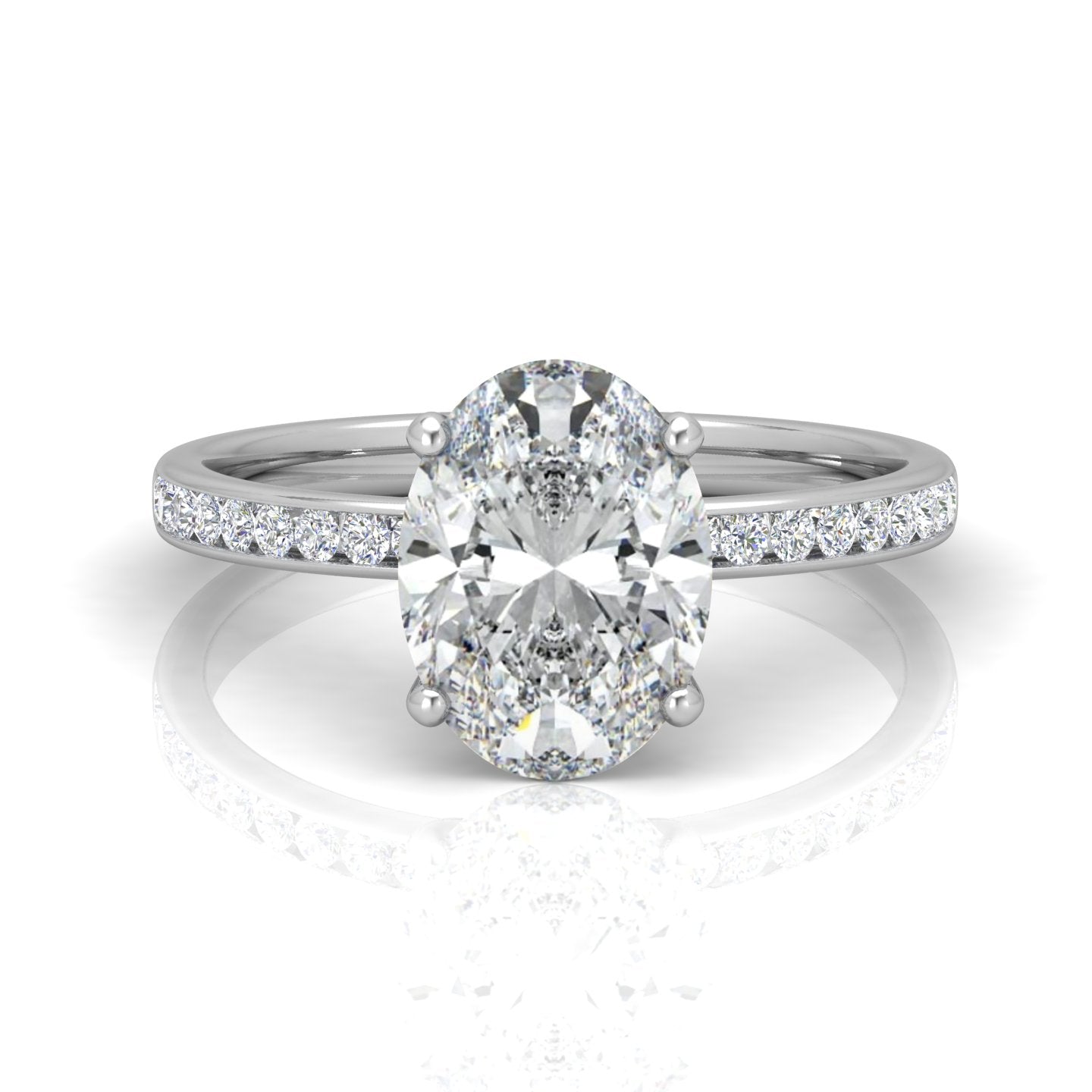 Channel Set Oval Diamond Engagement Ring