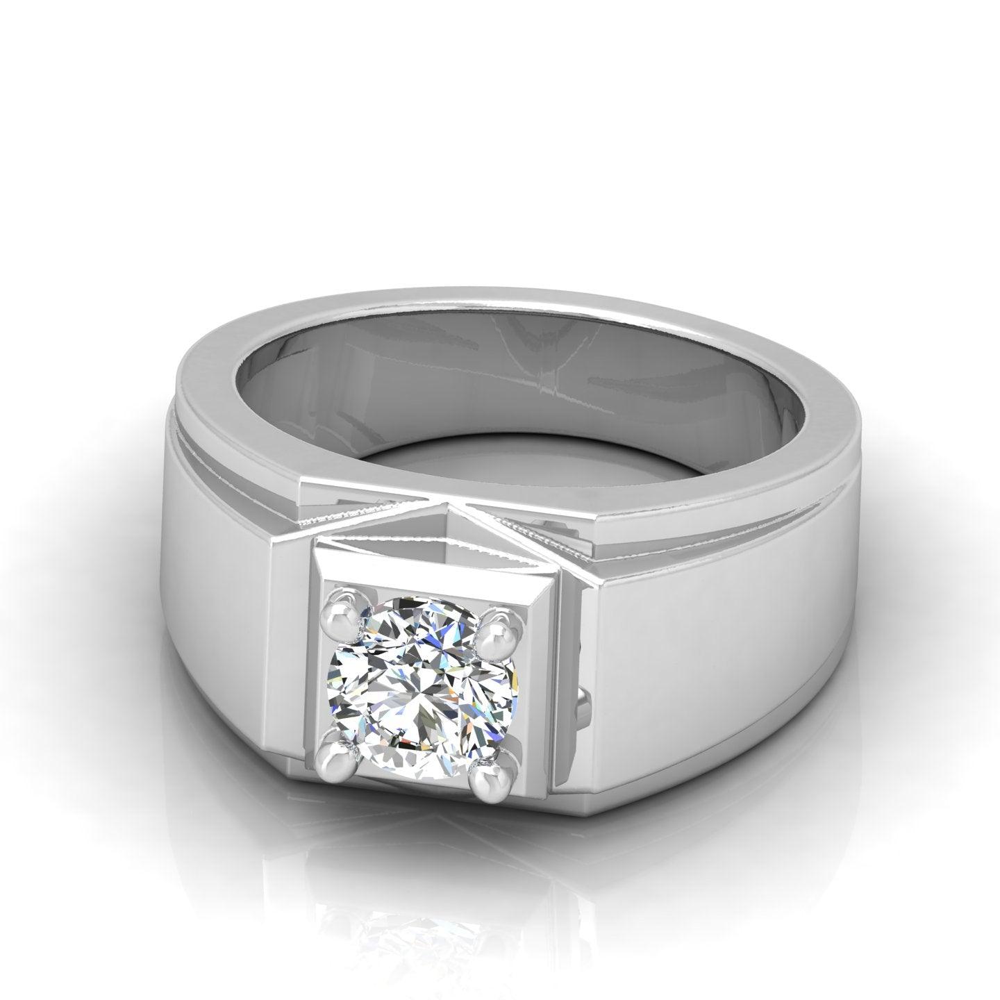 Certified E/VS 1.00Ct Round Diamond Mens Solitaire Ring