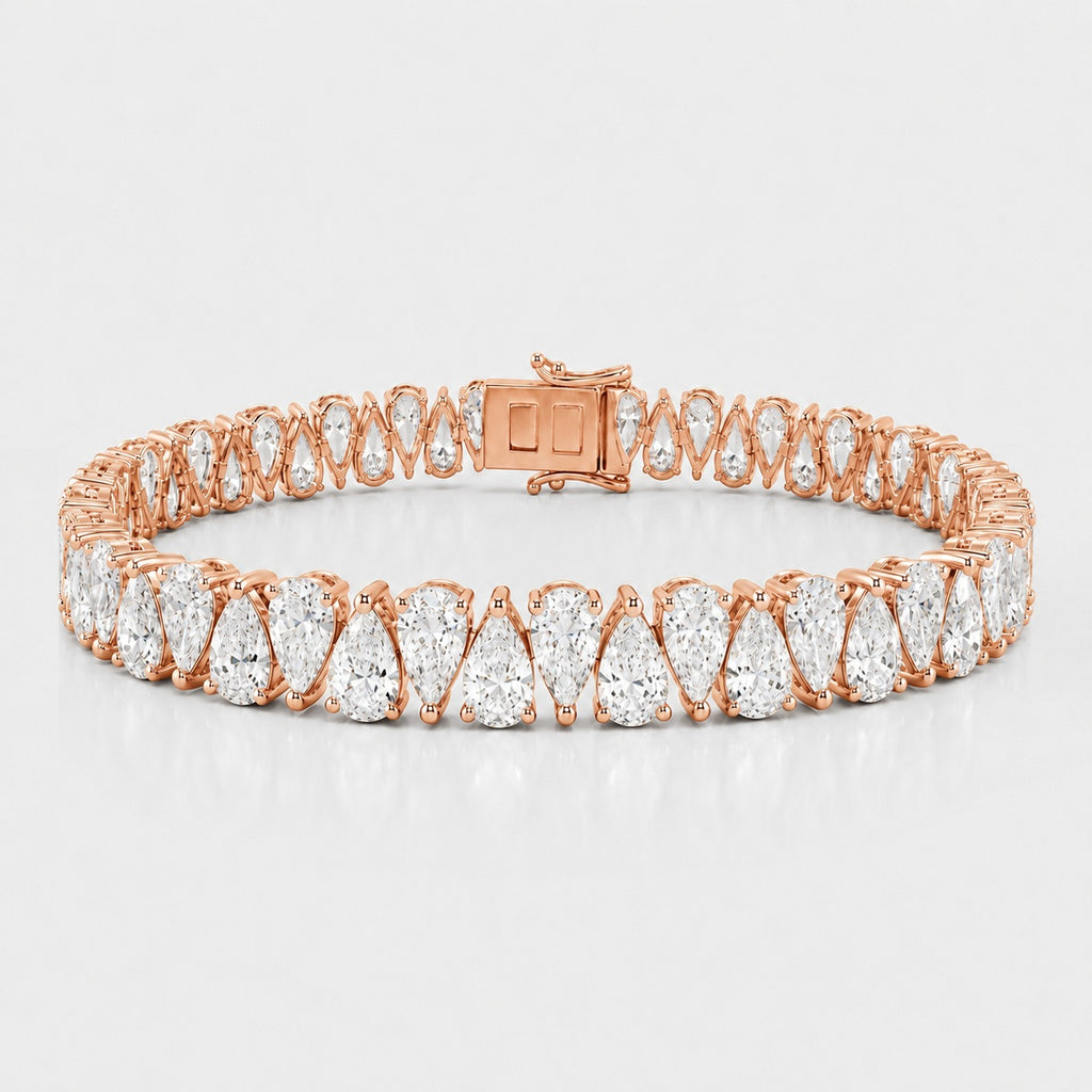 Zig-Zag Pear Lab-Grown Diamond Tennis Bracelet in Gold & Platinum (10–30ct)