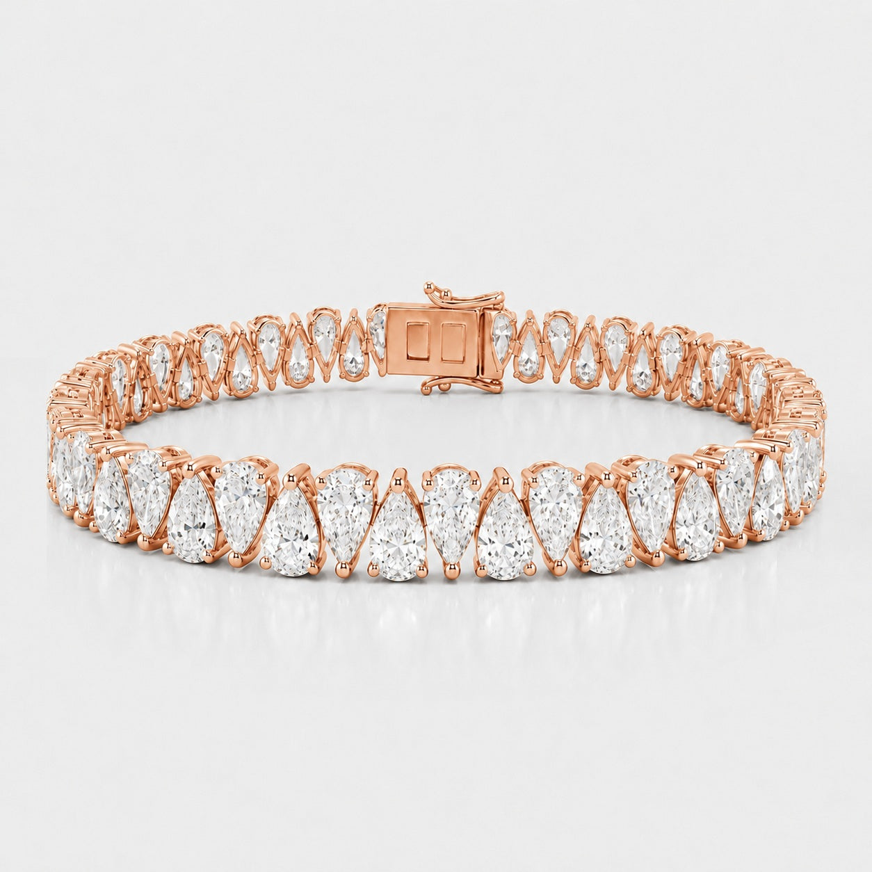 Zig-Zag Pear Lab-Grown Diamond Tennis Bracelet in Gold & Platinum (10–30ct)