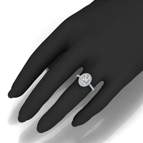 2.50CT IGI Certified Diamond Oval Cut Hidden Halo Engagement Ring