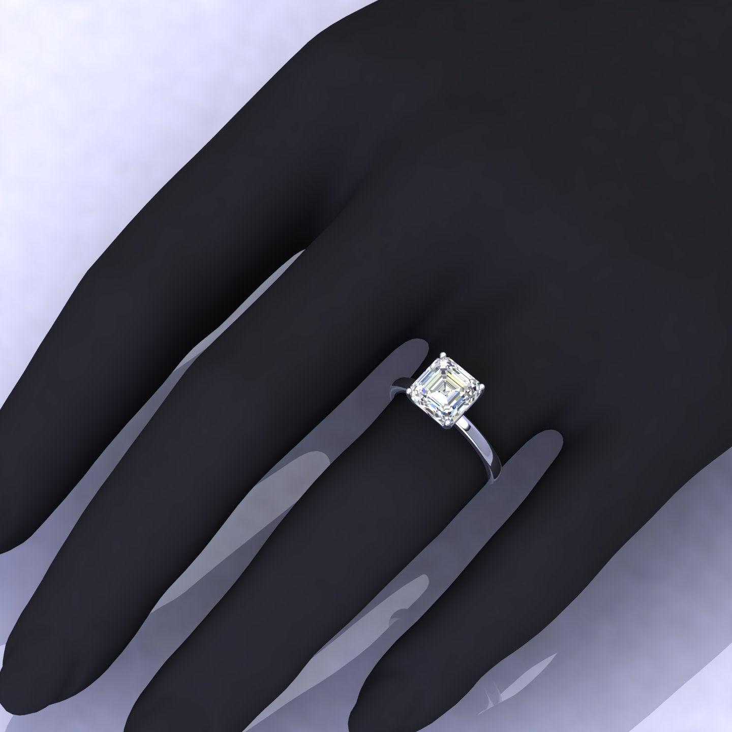 IGI Certified E/VS Asscher Diamond Solitaire Engagement Ring - amadadiamonds