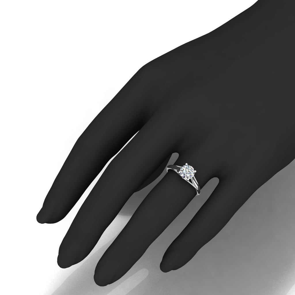 Top View of Round Brilliant Solitaire with Split Band Setting