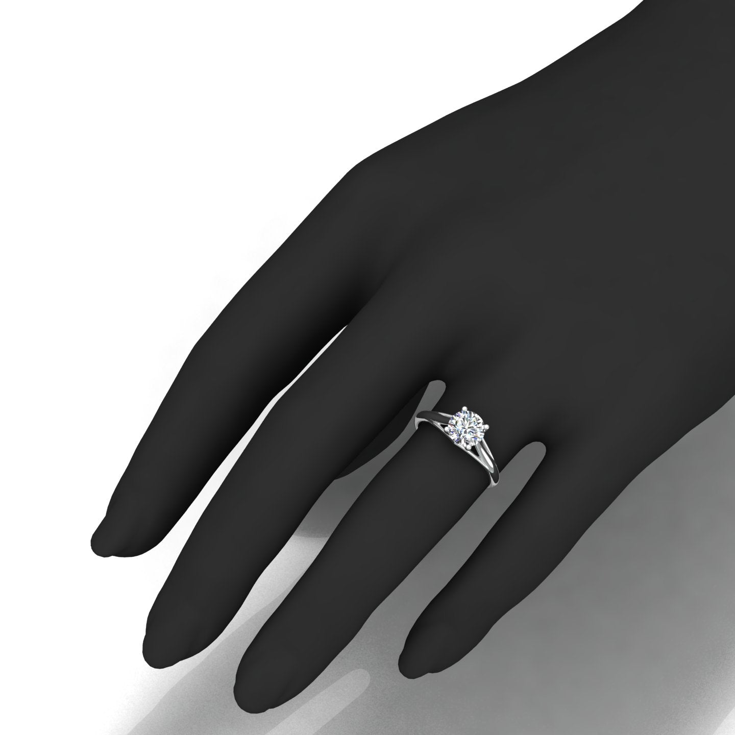 Top View of Round Brilliant Solitaire with Split Band Setting