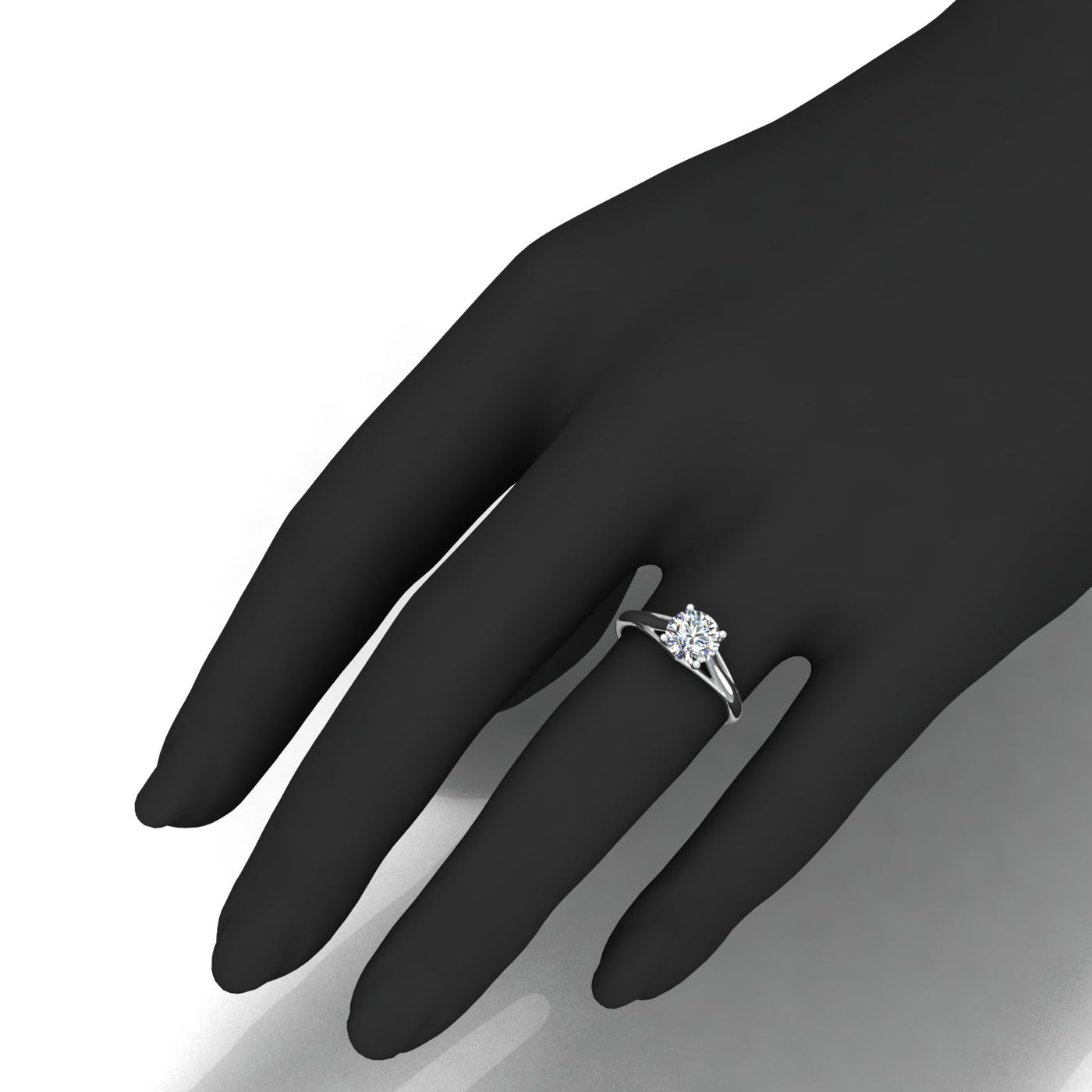 Top View of Round Brilliant Solitaire with Split Band Setting