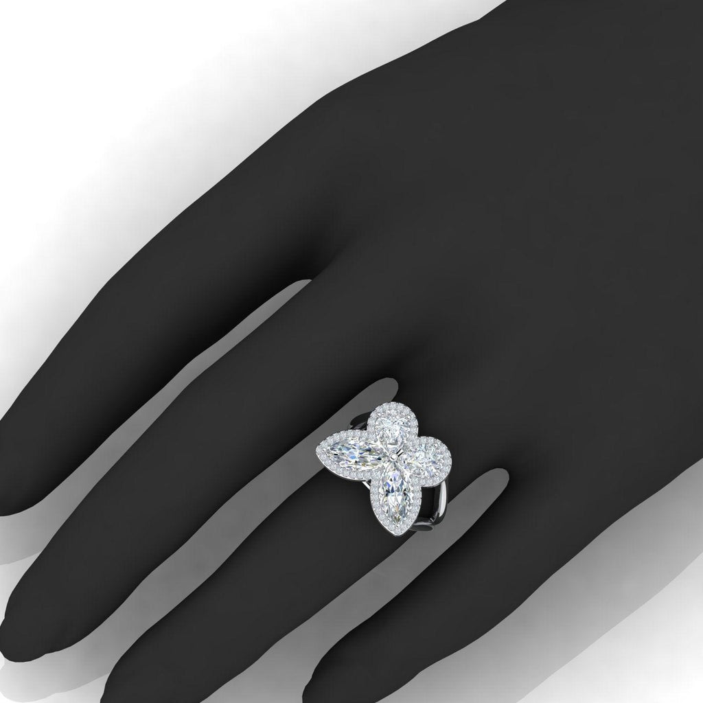 D/VS 4.00 Carat Butterfly Design Vintage Look Engagement Ring - amadadiamonds