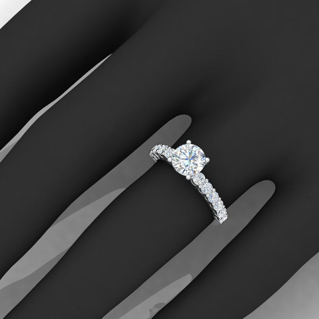 Round Diamond Designer Engagement Ring in Gold / Platinum 1.50Ct