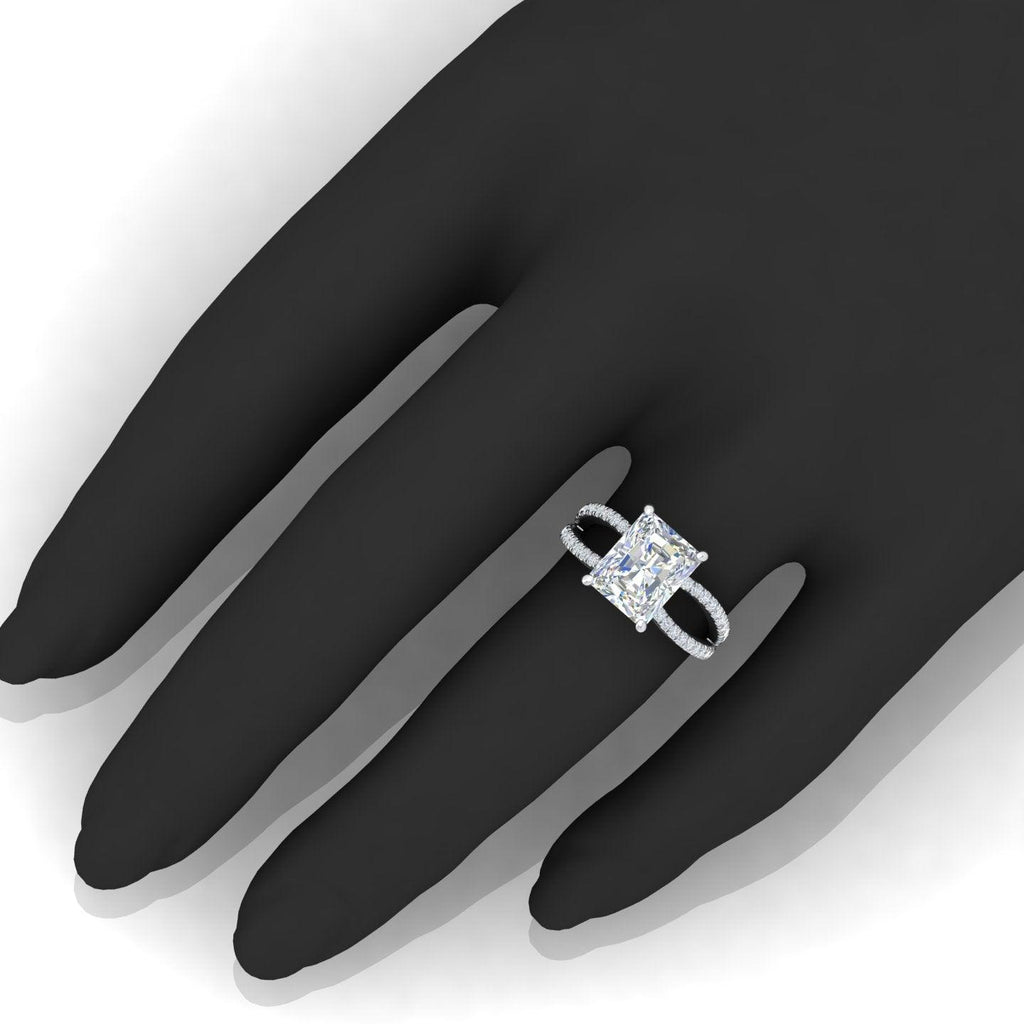 Last Piece 3.50Ct F/VS Radiant Diamond Split Shank Engagement Ring in Platinum
